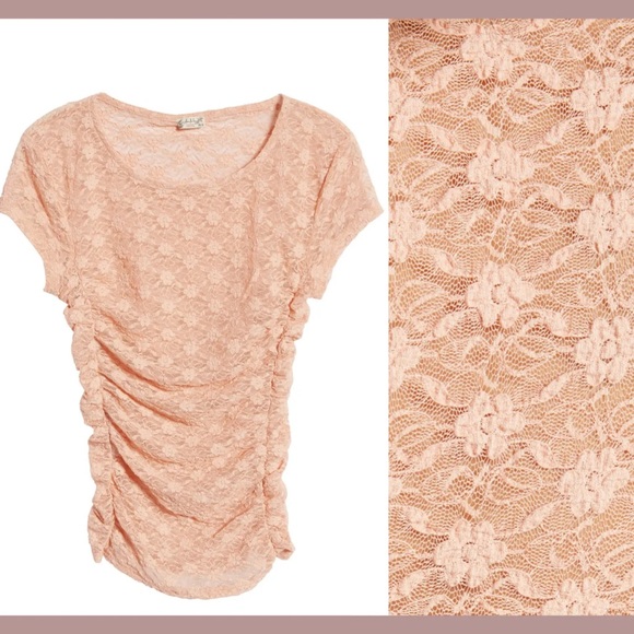 Free people Intimately Lace tee| keep it simple lace baby tee in coral - Picture 5 of 5